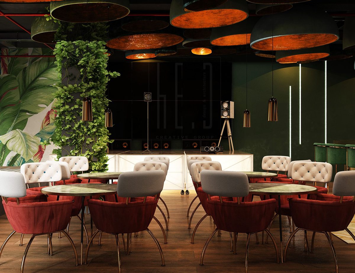 Espace lounge et restauration aménagé par Omnibuild